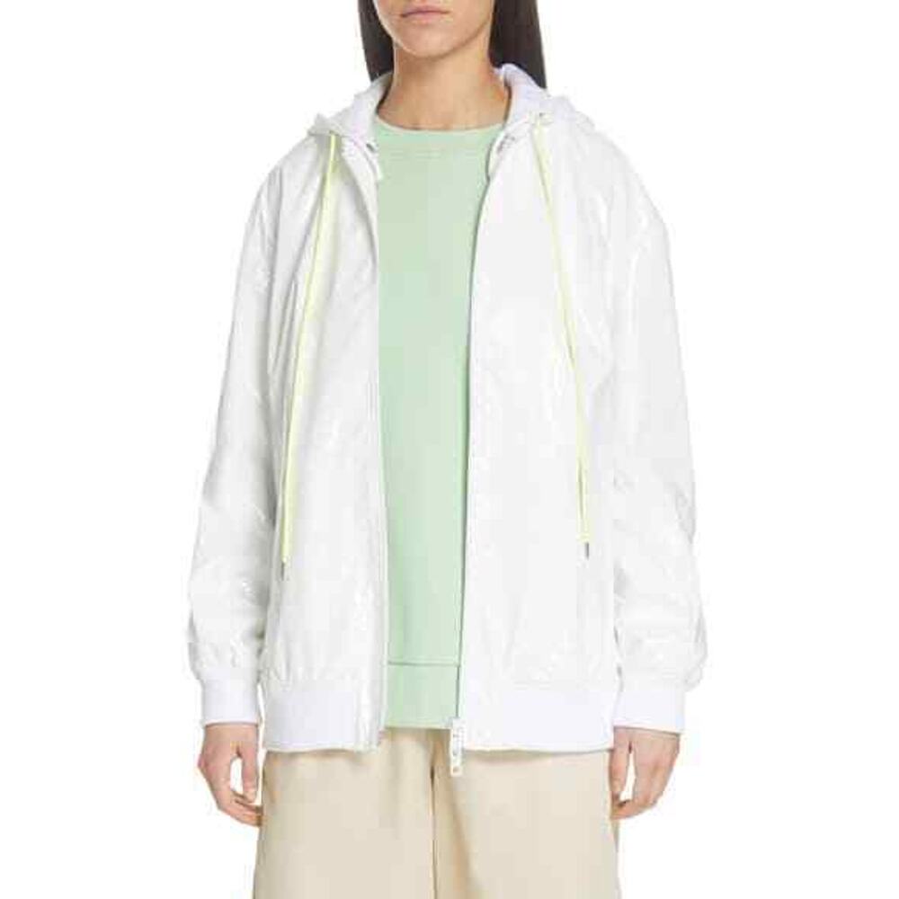 Tibi Womens Zip Up Coated Hooded Jacket Long Sleeve White XS - Picture 1 of 9